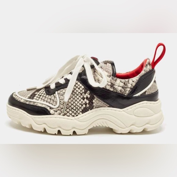 Zadig Voltaire Blaze Wild Snake Embossed Platform Sneakers Size 39 US 8 - Picture 1 of 12